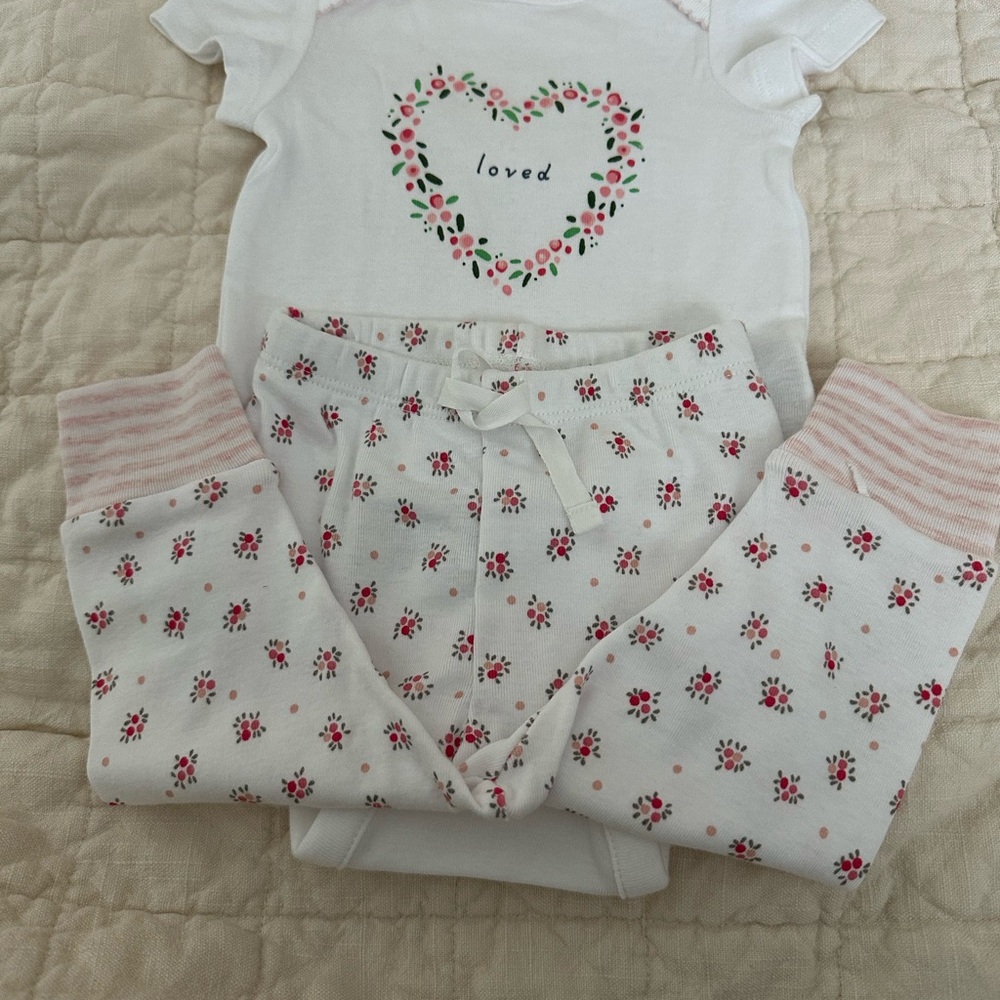 Floral Heart Kids Pajama Set